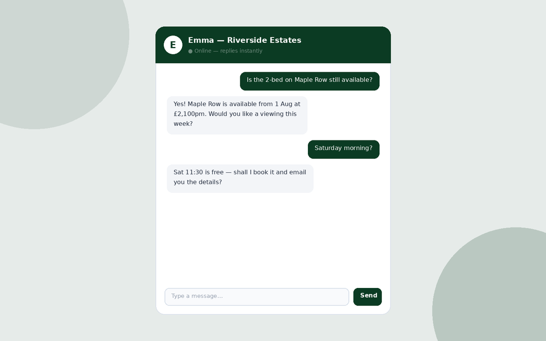 Riverside Estates — Lettings Enquiry Agent — main screenshot