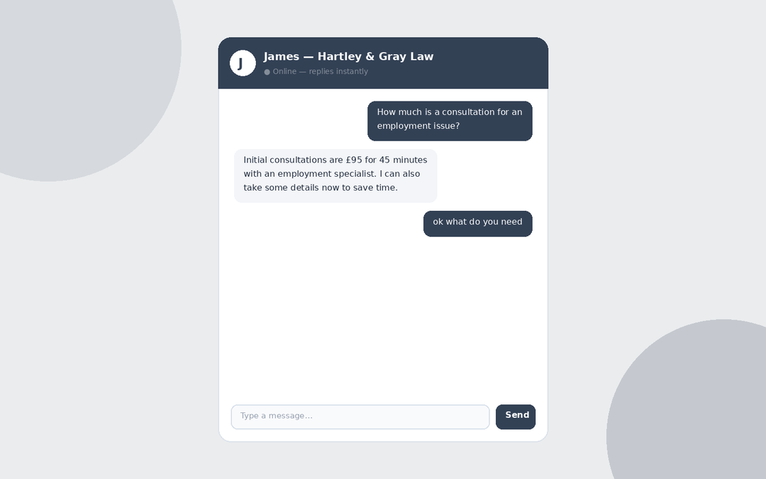 Hartley & Gray — Law Firm Intake Agent — main screenshot