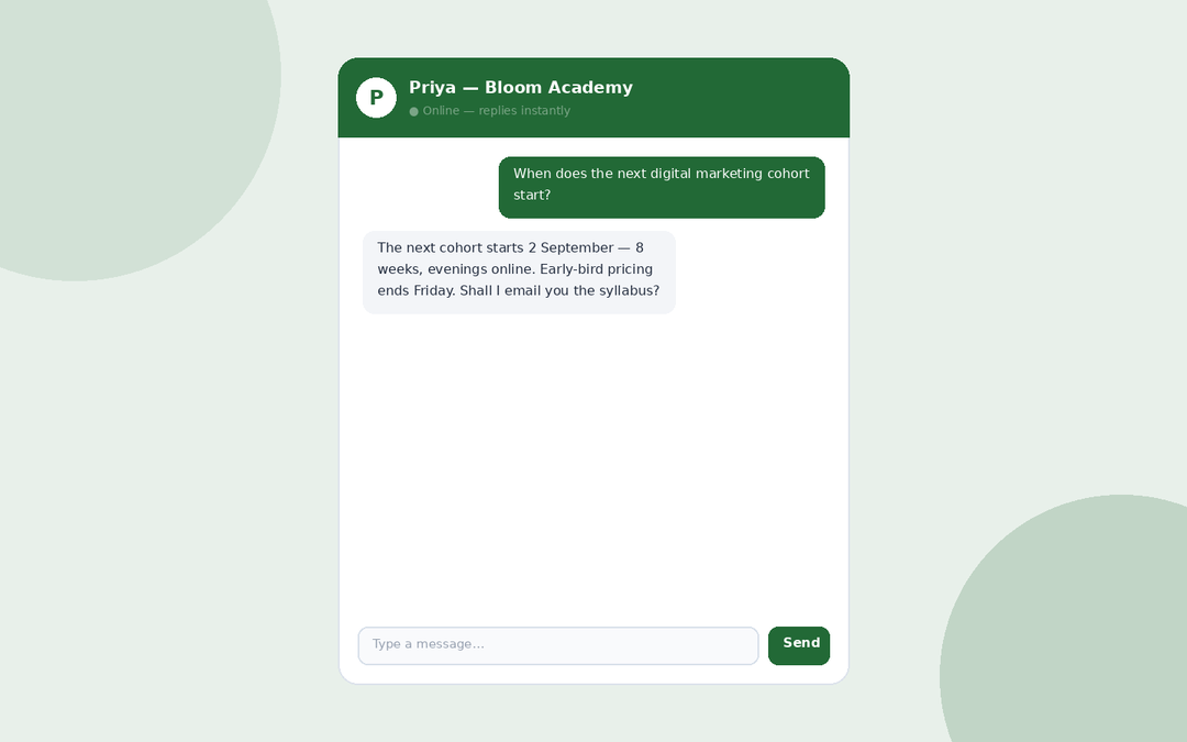 Bloom Academy — Enrolment Agent — main screenshot